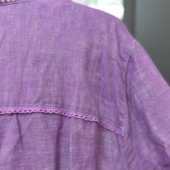 Eddie Bauer Purple 3/4 Sleeve Linen Blend Pintuck Tunic Top Size 2X - Picture 6 of 9